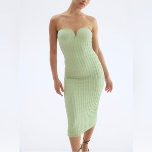 Chic Textured Green Pencil Tube Dress